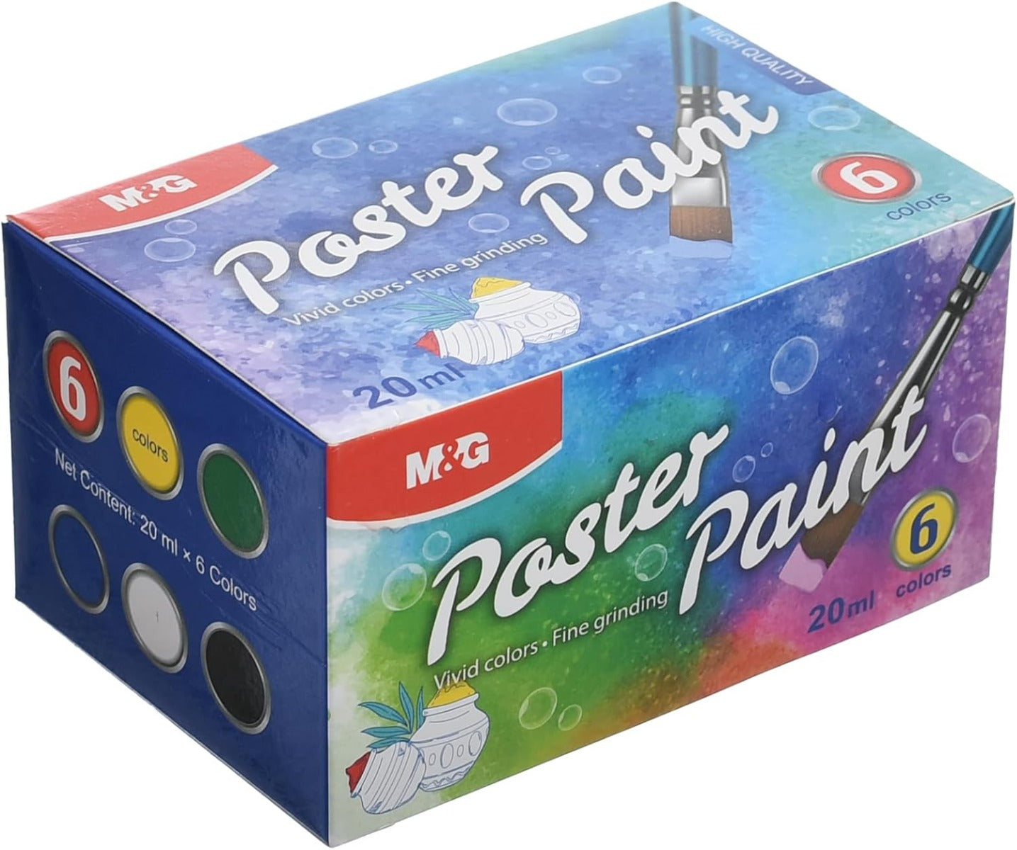 M&G Chenguang  Poster Paint Set, Vivid Art Creation, 20ml, Smooth Application, 6 Colors - No:APL976R7