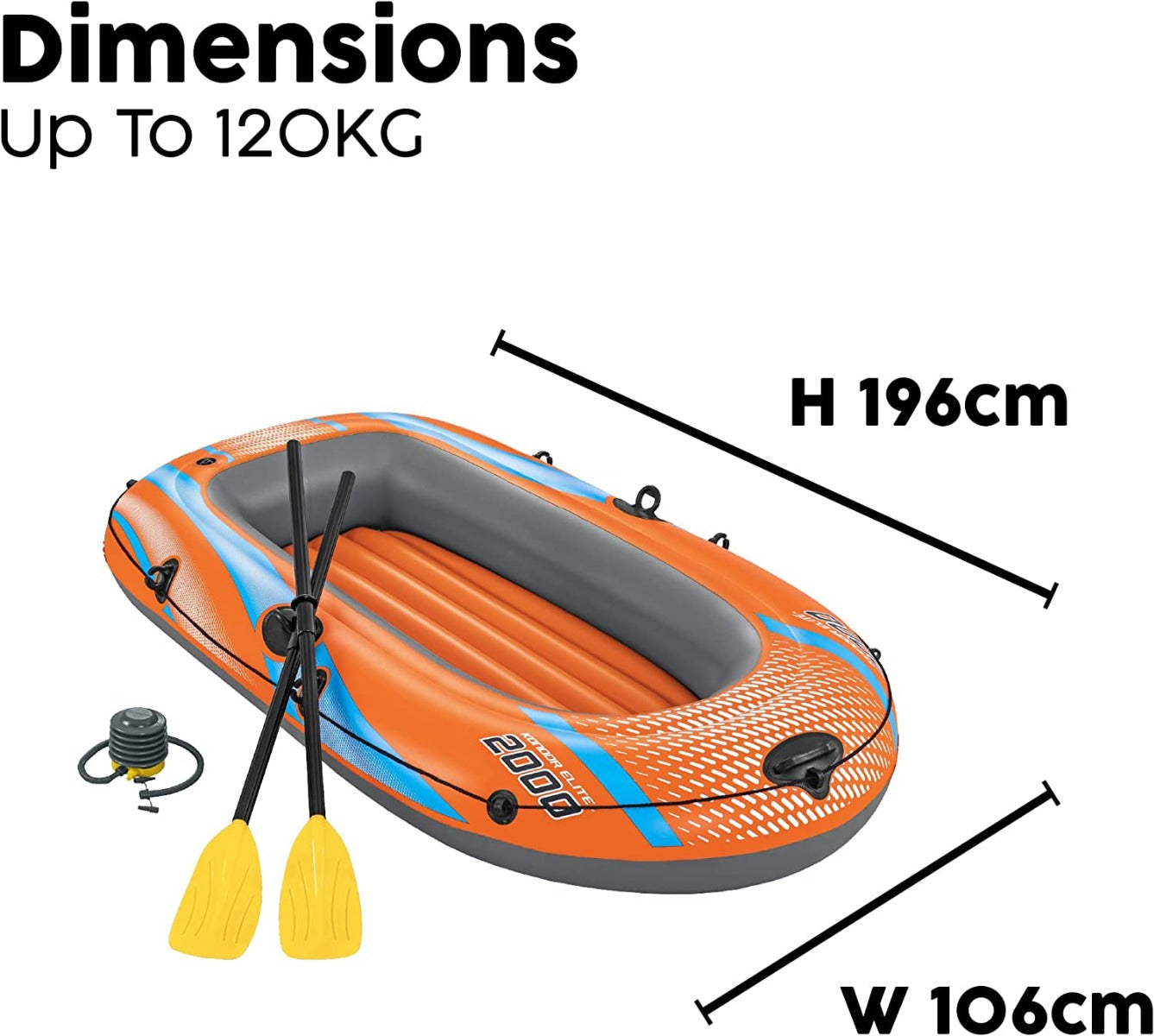 Bestway Kondor Elite 2000 Raft Set plus Oars & Pump 1.96m x 106cm - No:61141