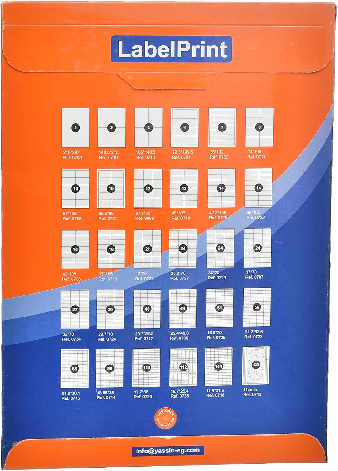 Yassin Professional Medium Adhesive Label Sticker,57x105 mm With Premium Material - Size: A4 - 10 Labels per Sheet - 100 sheets - No: 0708
