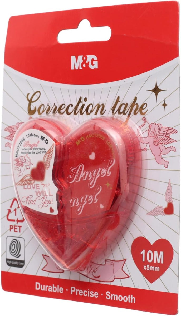 M&G Chenguang Heart Corrector Tape, Smooth Long-Lasting Error Correction, 10m x 5mm - No:ACT2559