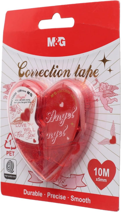 M&G Chenguang Heart Corrector Tape, Smooth Long-Lasting Error Correction, 10m x 5mm - No:ACT2559