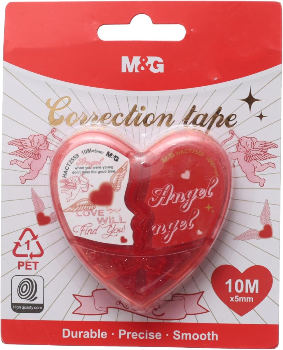 M&G Chenguang Heart Corrector Tape, Smooth Long-Lasting Error Correction, 10m x 5mm - No:ACT2559
