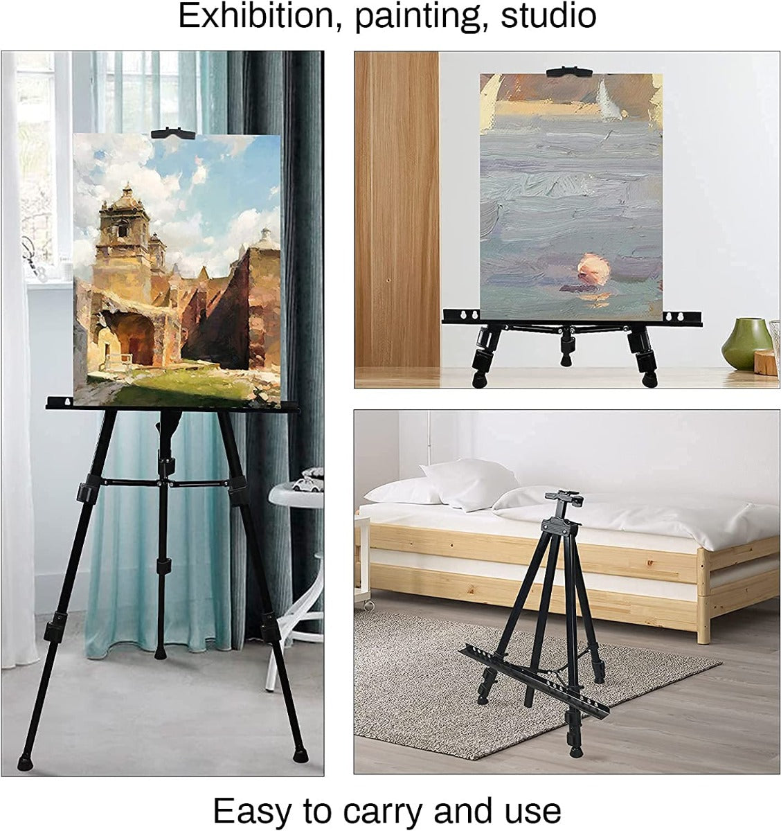 Portable Adjustable Metal Sketch Easel Stand black