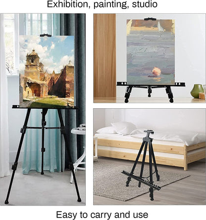 Portable Adjustable Metal Sketch Easel Stand black