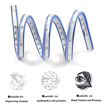 مسطرة منحنية من الفينيل، 60 سم، مسطرة منحنية فرنسية مرنة - رقم: FC-700 