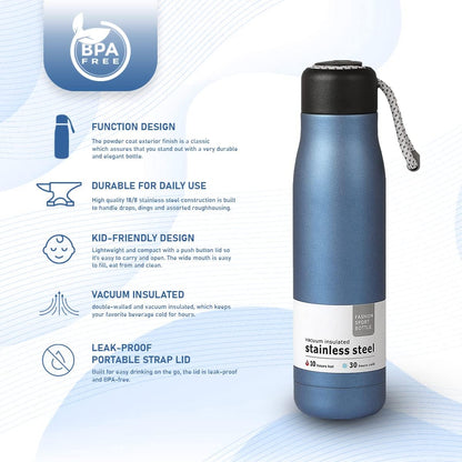 500ml Stainless Steel Vacuum Insulated Water Bottle with Carry Rope – Double Wall Thermal Flask | Hot & Cold Bottle