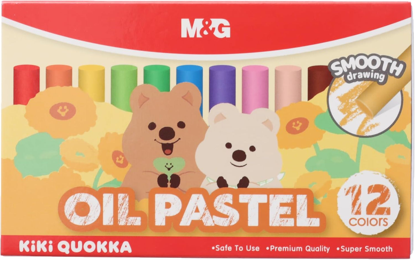 M&G Chenguang Wax Crayons, 12 Oil Pastel Colors for Vibrant Kids’ Coloring and Art Projects - No:AGM900N8
