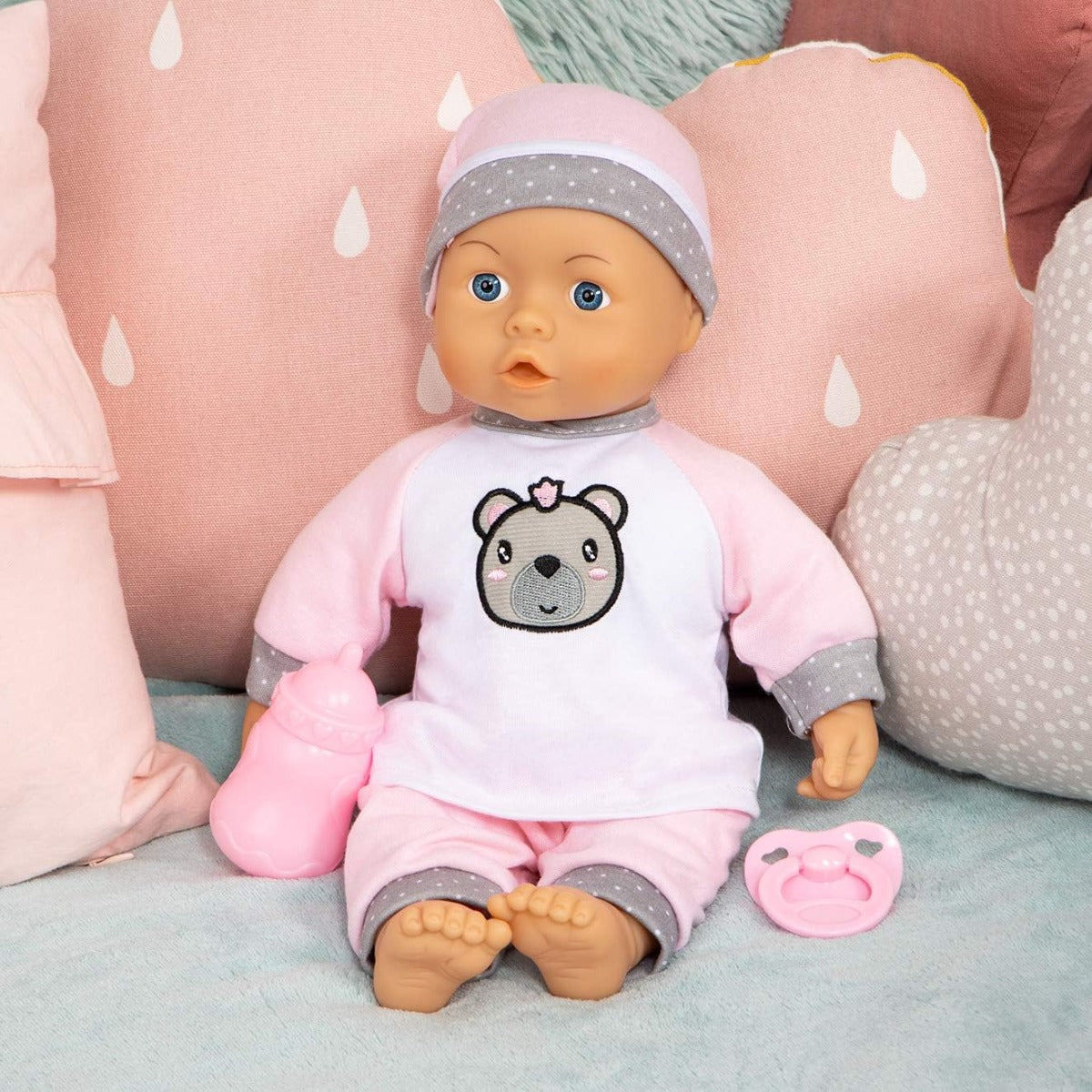 دمية باير 3 كيس للأطفال بطول 36 سم مزودة بوظيفة تقبيل الطيران، وتتحدث، وتصدر أصواتًا، وتمنح قبلة، مع ملحقات - 93602AA