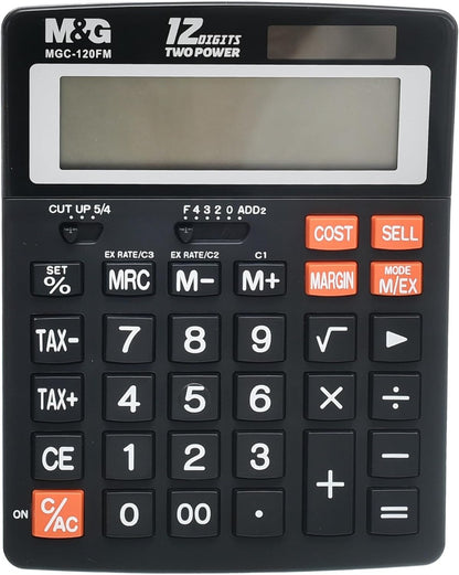 M&G Chengaung Desktop Calculator 12 Digits Two Power Source with Tax Function and Cost Sell Margin - No:ADG981K1