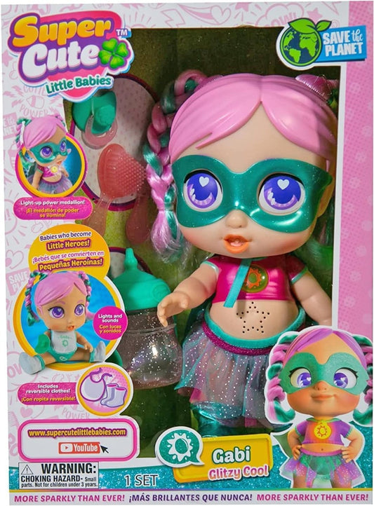 Super Cute Little Babies Gabi Glitzy Cool Doll, Light-up Power Medallion - No:‎SC063A3