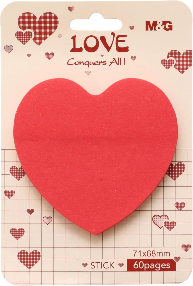 M&G Chenguang Heart Love Sticky Note 3x3 Inch, for Organized and Colorful Note-Taking, 60 Sheets per Pad - No:YD-944