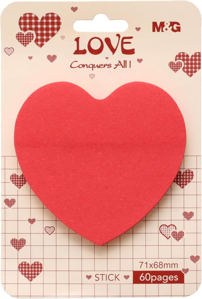 M&G Chenguang Heart Love Sticky Note 3x3 Inch, for Organized and Colorful Note-Taking, 60 Sheets per Pad - No:YD-944