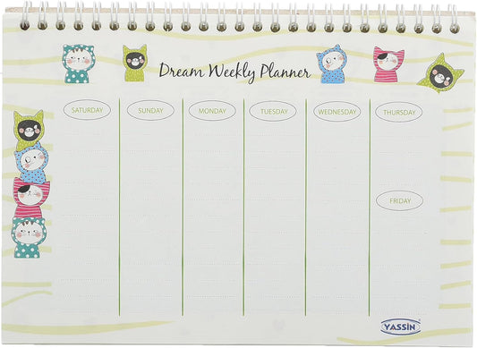 Yassin Dream Weekly Planner Notebook, 15x25cm Wire-Bound for Efficient Task Planning