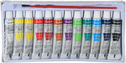 مجموعة ألوان "ابتسم دائمًا" - ١٢ لونًا، أنبوب زجاجي بطول ١٢ مترًا، مع فرشاة واحدة - رقم المنتج: HS-94_7112GL