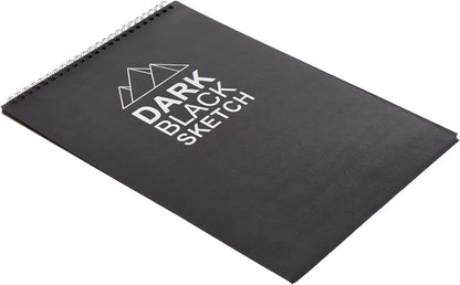 دفتر رسم ياسين أسود داكن متوسط ​​الحجم A4، مصنوع من مواد عالية الجودة - رقم: 1184