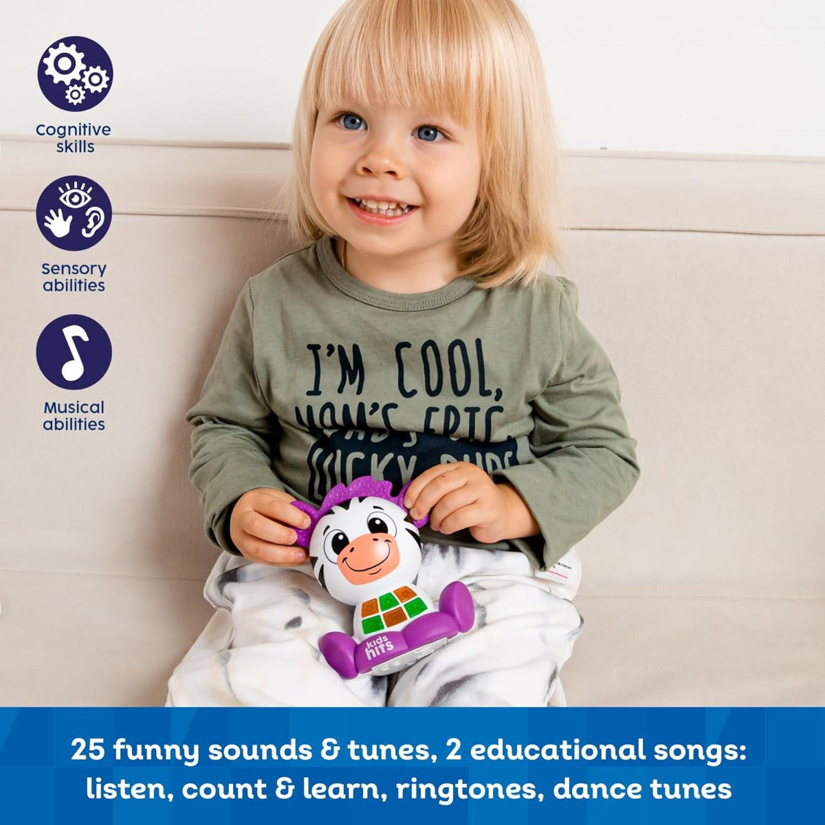 Kids Hits Babykins Zebra With Sounds toy For Toddler