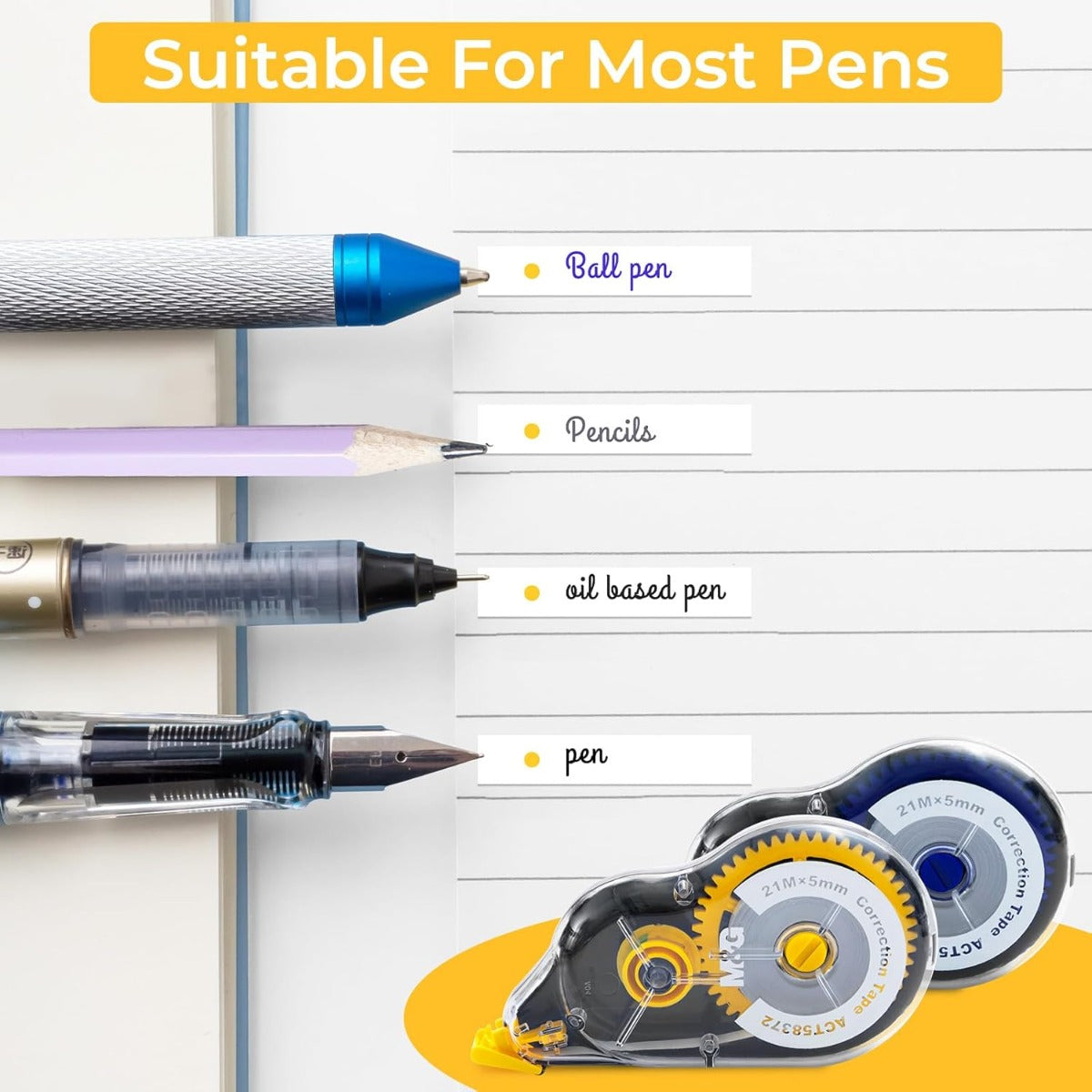 M&G Chenguang Economical Corrector Tape, Long-Lasting Precise Error Correction, 21m*5mm - No:ACT58372