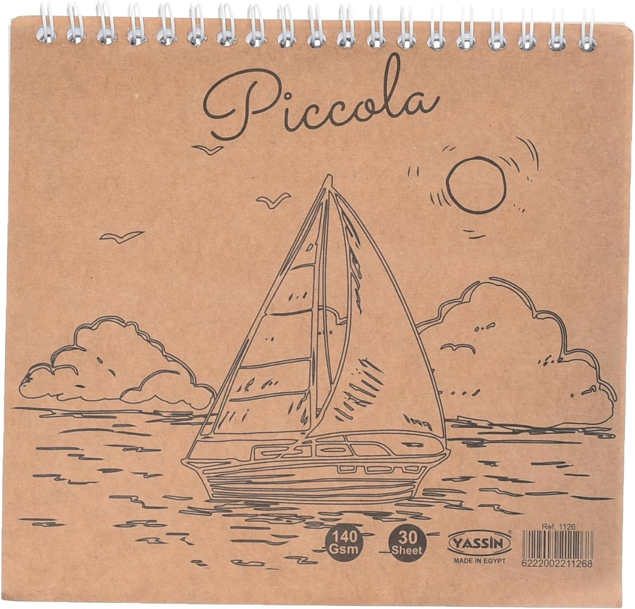 Yassin Piccola Sketchbook, 30 Sheets Wire-Bound for Compact Art and Drawing, White