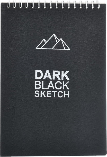 Yassin Sketchbook, A5 Wire-Bound Black Paper for Vibrant Art and Sketches, Black