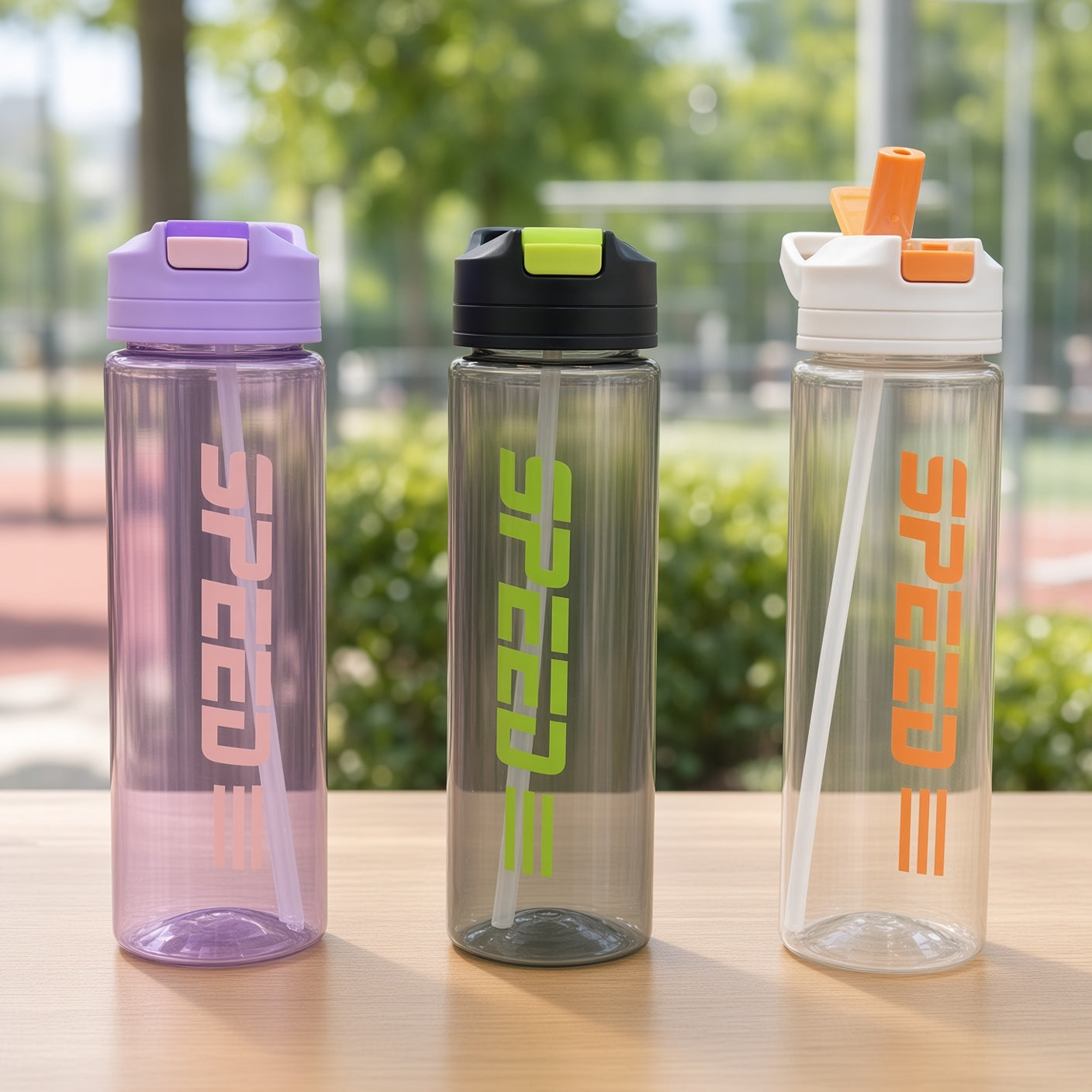 SPEED Stylish 700ML Water Bottle with Straw & Flip-Top Lid - 1pcs - Assorted Color