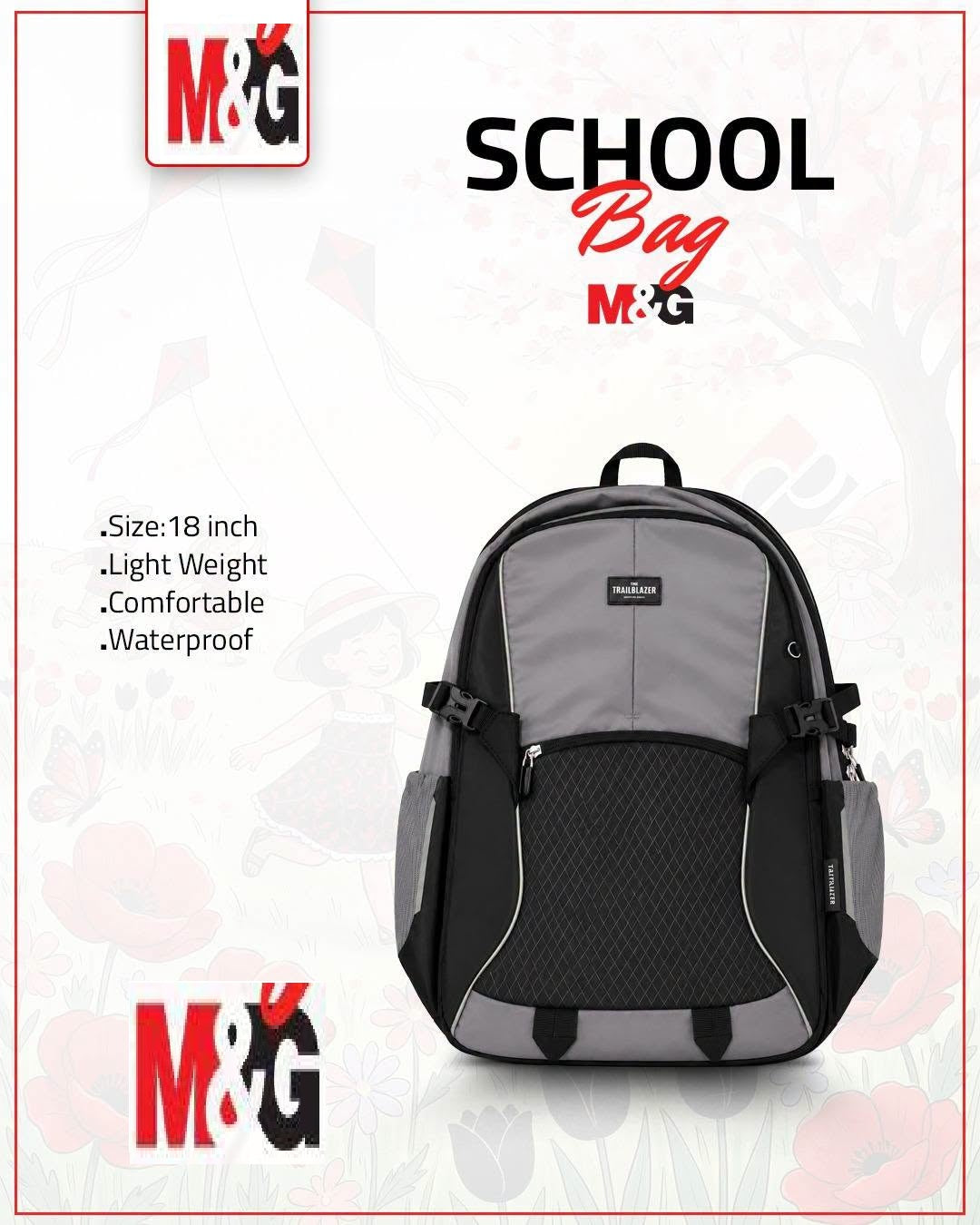 M&G Chenguang Trailblazer 18-Inch School Backpack – Lightweight, Comfortable & Water-Resistant - No: ABB904V216