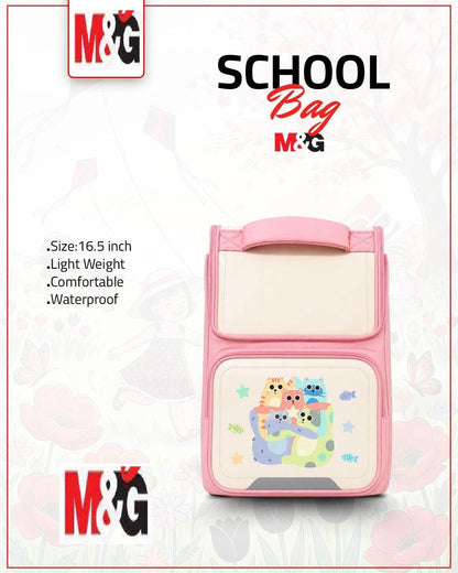 M&G Chenguang 16.5-Inch Kids School Backpack – Lightweight Waterproof School Bag with Cute Cat Design - No: ABB904R7A