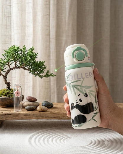 DILLER Panda Vacuum Insulated Water Bottle 620ml – Stainless Steel Thermal Flask with Safety Lock & Wrist Strap