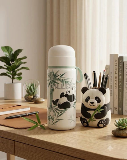 DILLER Panda Vacuum Insulated Bottle with Cup Lid – 300ml Stainless Steel Thermal Flask | Portable Travel Bottle