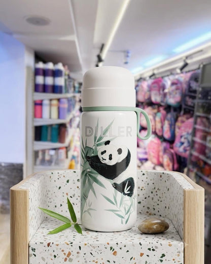 DILLER Panda Vacuum Insulated Bottle with Cup Lid – 300ml Stainless Steel Thermal Flask | Portable Travel Bottle