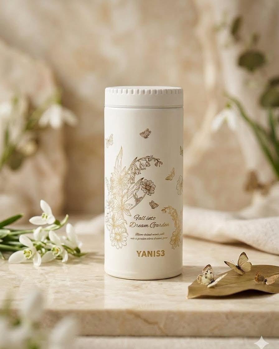 YANIS3 Stainless Steel Vacuum Insulated Travel Mug – 200ml | Floral Design | Double Wall Thermal Coffee & Tea Cup
