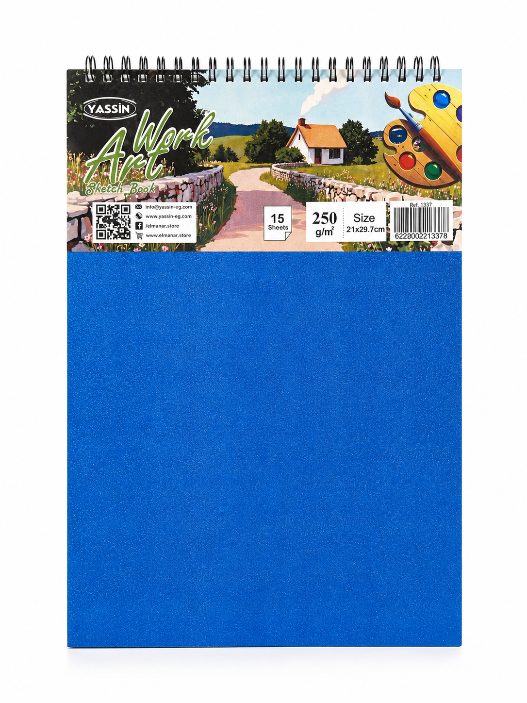 YASSIN Work Art Spiral Sketch Book A4 – 21 × 29.7 cm, 15 Sheets, 250 GSM Heavyweight Paper for Watercolor, Acrylic, Gouache, Sketching