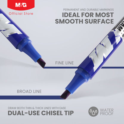 M&G Chenguang 702 Permanent Marker – Chisel Tip, Waterproof, Quick-Drying Ink - Blue , Black or Red – 1pcs - No: APMY2277