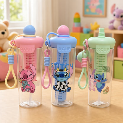 Cute Cartoon Water Bottle with Straw & Carry Strap – 750ml - 1pcs - Assorted Color