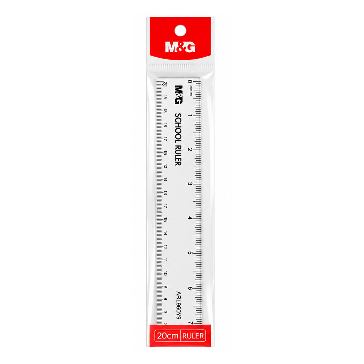M&G Chenguang Transparent Plastic Ruler 20 cm / 8 Inch – Dual-Scale School Ruler – 1pcs - No: ARL960Y9