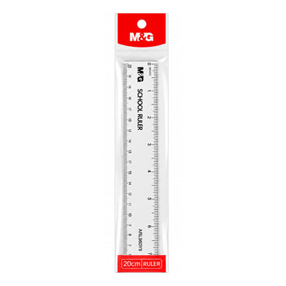 M&G Chenguang Transparent Plastic Ruler 20 cm / 8 Inch – Dual-Scale School Ruler – 1pcs - No: ARL960Y9