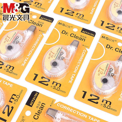 M&G Chenguang Dr. Clean Correction Tape – 12m x 5mm PET Correction Tape, Instant Dry, Smooth & Precise - 1pcs - No: ACT51701