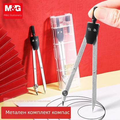 M&G Chenguang Metal Compass Set with Replacement Lead  – Geometry Drawing Compass - 1pcs - No: ACS90860