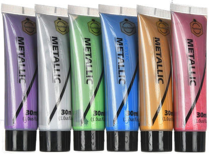 حافظ على ابتسامتك! مجموعة ألوان أكريليك معدنية من 6 قطع، 30 مل - رقم المنتج: B3030-6M