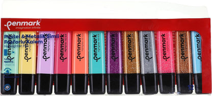 قلم تحديد Penmark، 12 لونًا (4 ألوان نيون، 4 ألوان باستيل، و4 ألوان سيملي) - رقم المنتج: HS-505-12NP