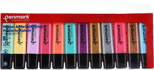 8683181701878Penmark Highlighter Pen 12 Colors 4 Neon , 4 Pastel and 4 Simli - No:HS-505-12NP