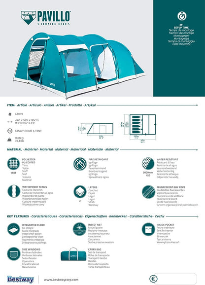 Bestway Pavillo-Family Dome 6 Person Tent 4.9Mx3.80Mx1.95M - No:68095