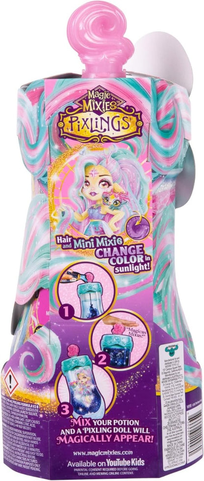 Magic Mixies Pixlings Deluxe Pack, Shimmer Reveal Galaxy Deerlee the Deer Hair Doll - No:14998