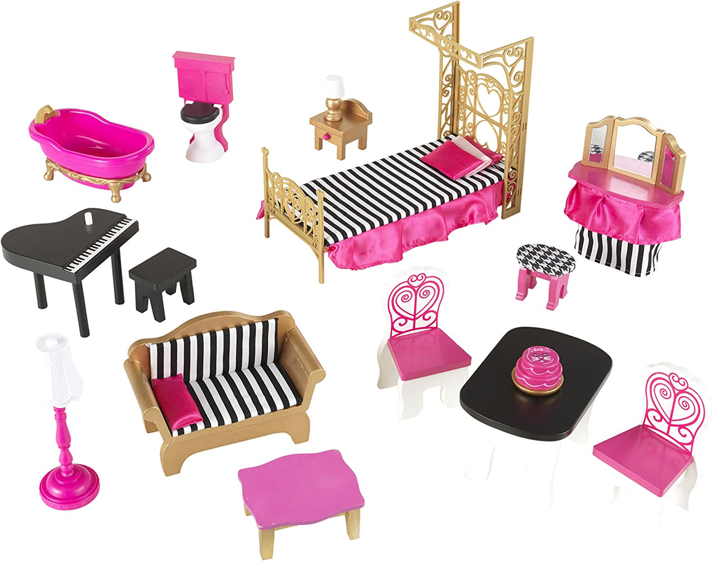 بيت الدمى الخشبي البلاستيكي من كيد كرافت بيلا، 16 قطعة - رقم: 65944