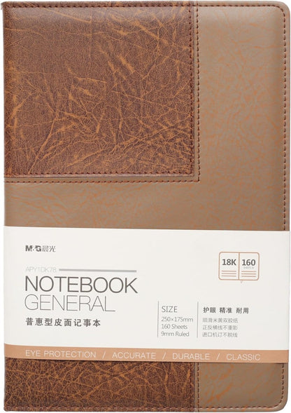 دفتر ملاحظات فاخر من الجلد من إم آند جي تشنغوانغ، مذكرات فاخرة ومنظمة، مسطر K18، 160 صفحة - رقم: APY1DK78