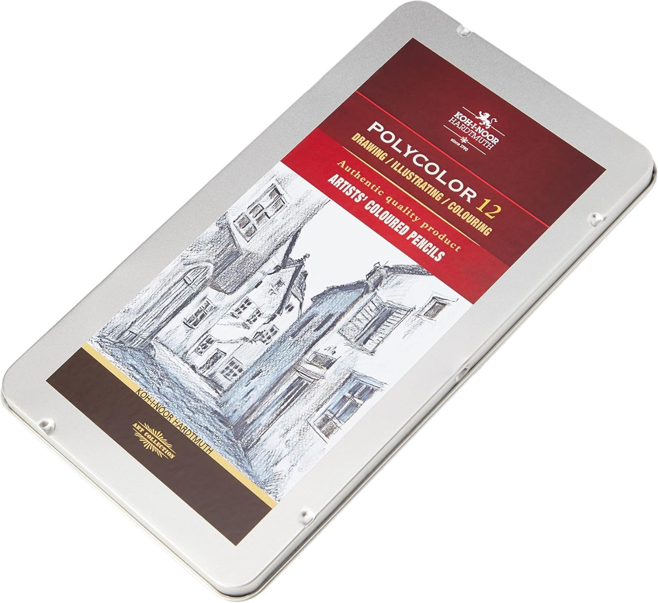 مجموعة أقلام تلوين كوه-إي-نور، 12 قلمًا من أقلام التلوين الرمادية متعددة الألوان للفنانين - رقم: 3822