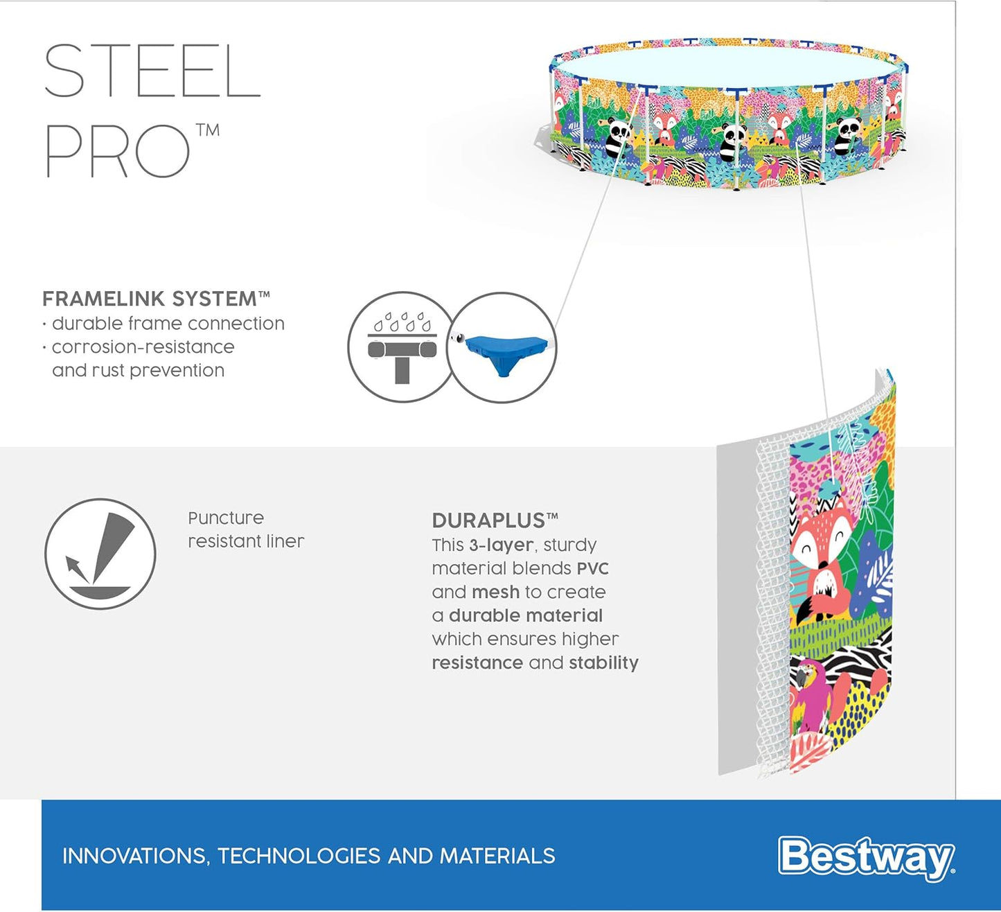 Bestway Colorful Steel Pro Frame Pool 274x66cm, 3221L - No:5612F