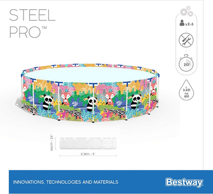 Bestway Colorful Steel Pro Frame Pool 274x66cm, 3221L - No:5612F