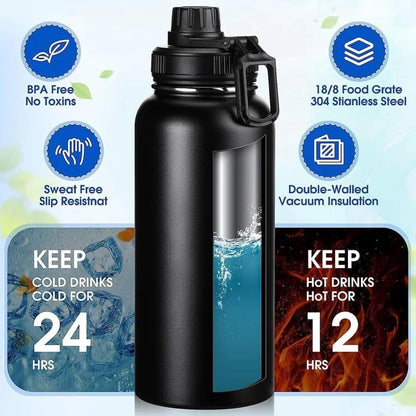 800ml Vacuum Insulated Stainless Steel Thermal Bottle, Leakproof, BPA Free, Hot/Cold Sports Water Bottle for Coffee, Tea, Travel