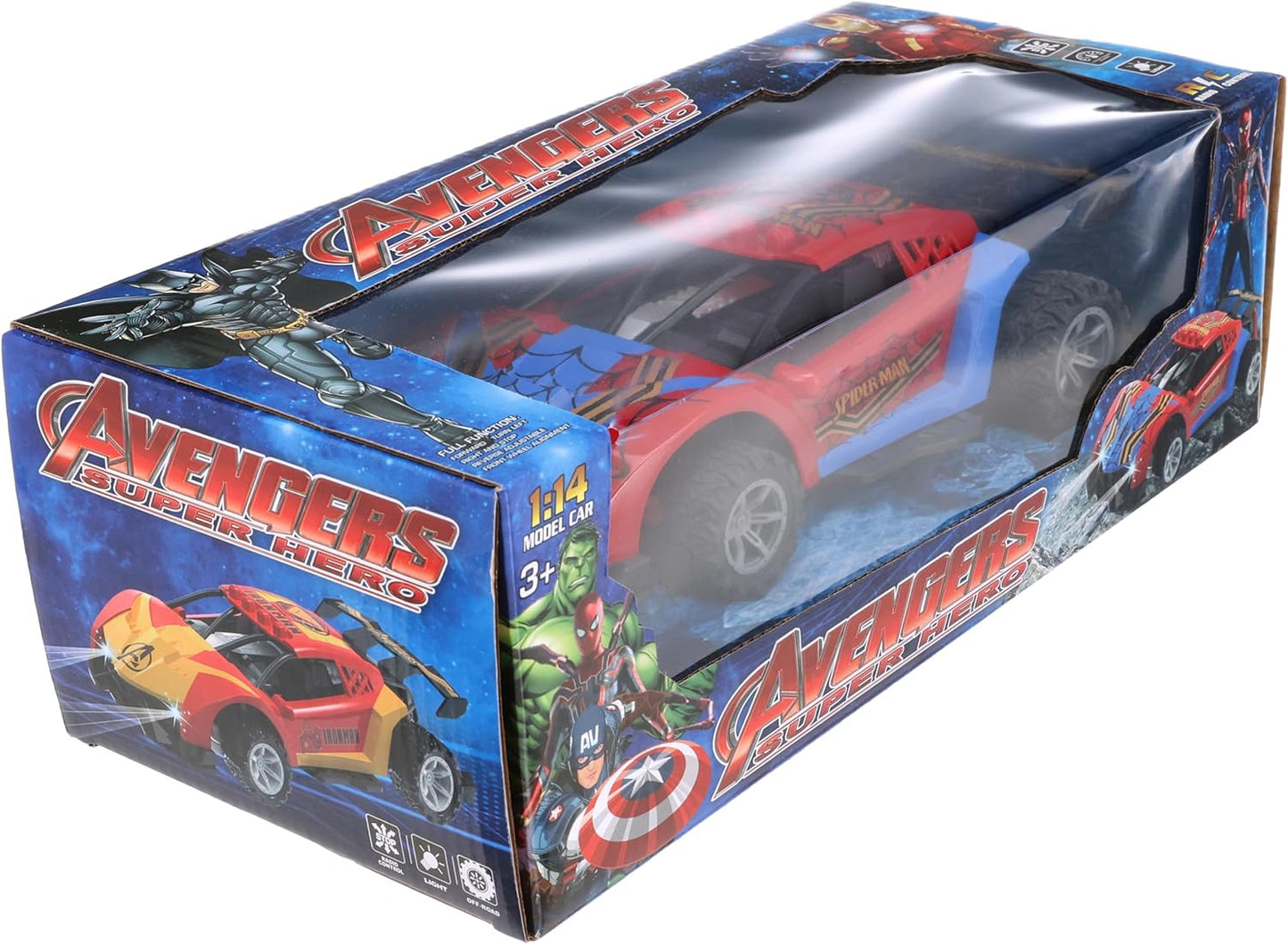 سيارة رياضية تعمل بجهاز تحكم عن بعد بمقياس 1:14، 4 قنوات، مزودة بإضاءة (بدون بطارية) (سبايدرمان) - رقم المنتج: H789