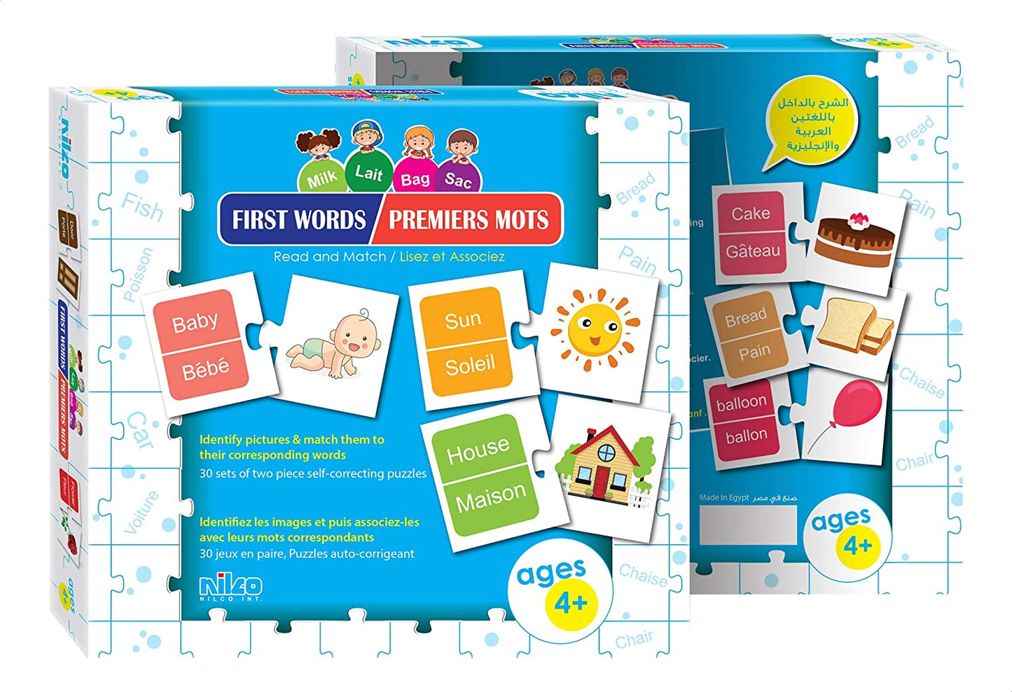 بطاقات نيلكو التعليمية للكلمات الأولى (الإنجليزية والفرنسية) 60 قطعة - رقم: 20313